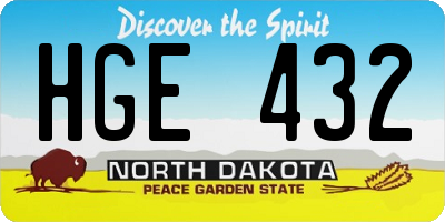 ND license plate HGE432