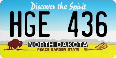 ND license plate HGE436