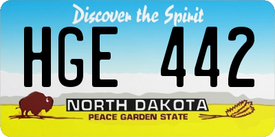 ND license plate HGE442