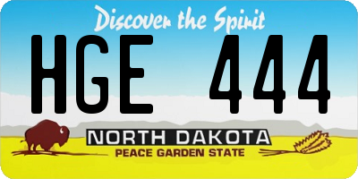 ND license plate HGE444