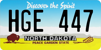 ND license plate HGE447
