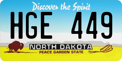 ND license plate HGE449