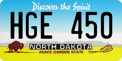 ND license plate HGE450