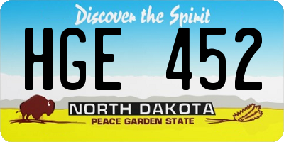 ND license plate HGE452