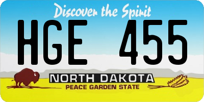 ND license plate HGE455