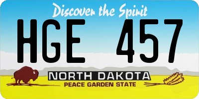 ND license plate HGE457