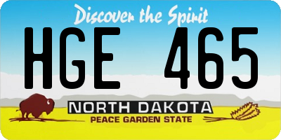 ND license plate HGE465