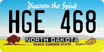 ND license plate HGE468
