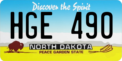 ND license plate HGE490