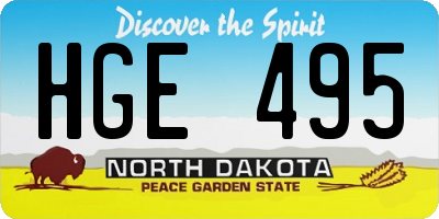 ND license plate HGE495