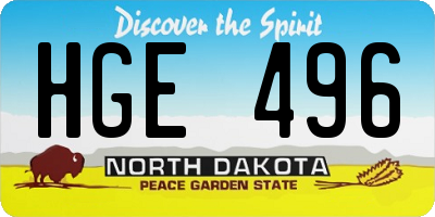 ND license plate HGE496