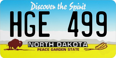 ND license plate HGE499