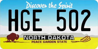 ND license plate HGE502