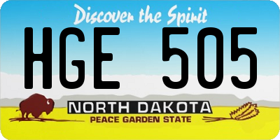 ND license plate HGE505