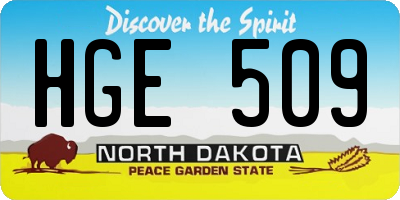 ND license plate HGE509
