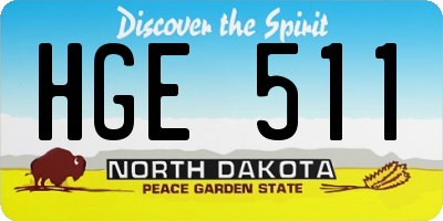 ND license plate HGE511