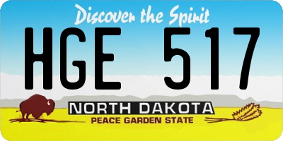 ND license plate HGE517