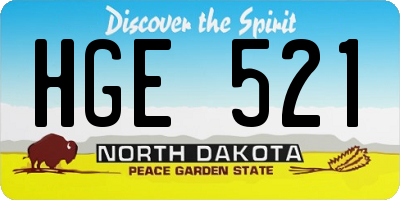 ND license plate HGE521