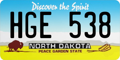 ND license plate HGE538