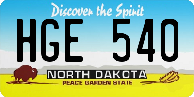 ND license plate HGE540