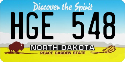 ND license plate HGE548