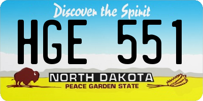 ND license plate HGE551