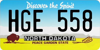 ND license plate HGE558