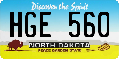ND license plate HGE560