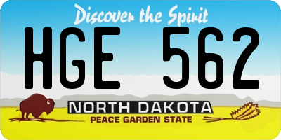 ND license plate HGE562
