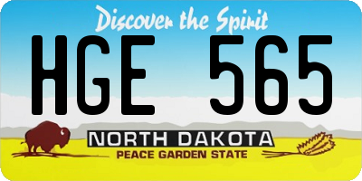 ND license plate HGE565