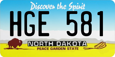 ND license plate HGE581