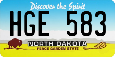 ND license plate HGE583