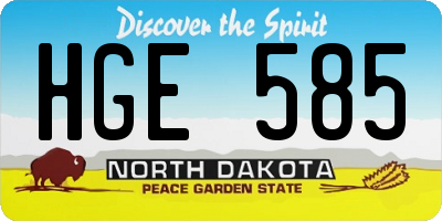 ND license plate HGE585