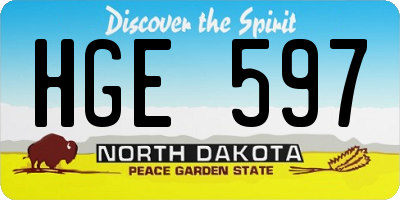 ND license plate HGE597