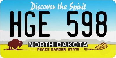 ND license plate HGE598