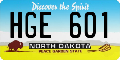 ND license plate HGE601