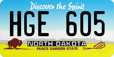 ND license plate HGE605