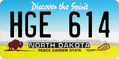 ND license plate HGE614