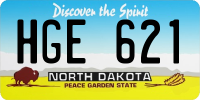 ND license plate HGE621