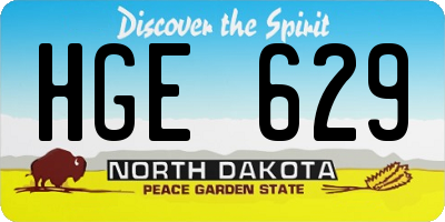 ND license plate HGE629