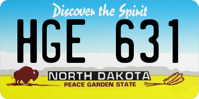 ND license plate HGE631