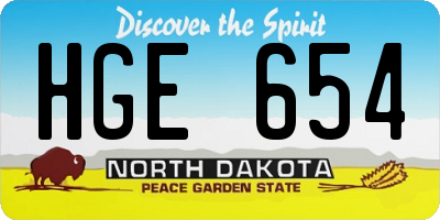 ND license plate HGE654