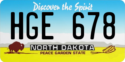 ND license plate HGE678