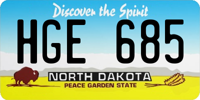 ND license plate HGE685