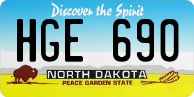 ND license plate HGE690