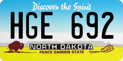 ND license plate HGE692
