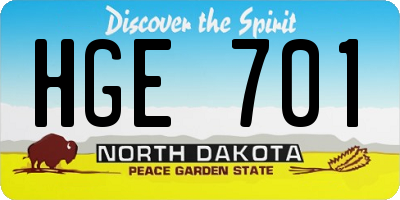 ND license plate HGE701
