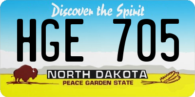 ND license plate HGE705