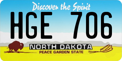 ND license plate HGE706