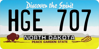 ND license plate HGE707